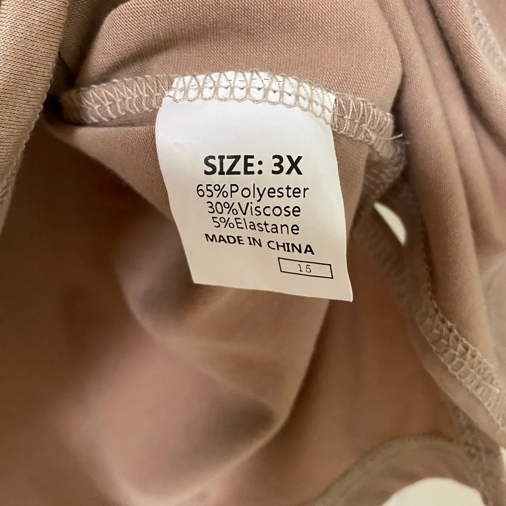 3X Leopard Print Short Sleeve Top - Tan and White - Picture 3 of 4